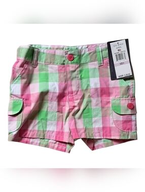 U.S. Polo Assn. Pink, Green & White Plaid Girls' Cotton Shorts